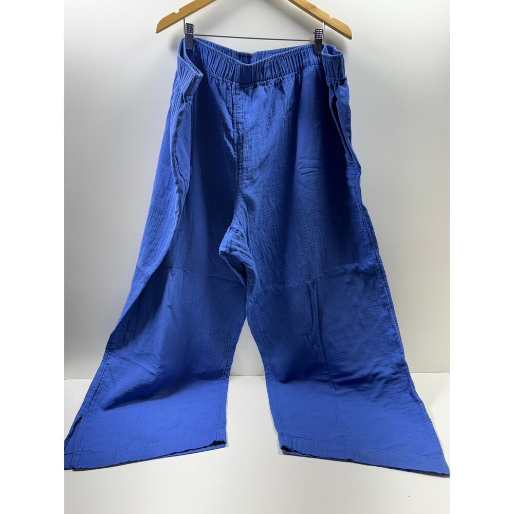 Old Navy Women’s High Rise Wide Leg Crinkle Gauze Pants Sz 3X Blue Casual Boho
